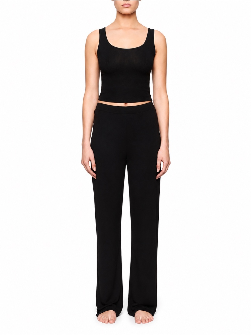 SKIMS 2X 36” Tall Black Ribbed Lounge Pants 0956 drawstring long plus women